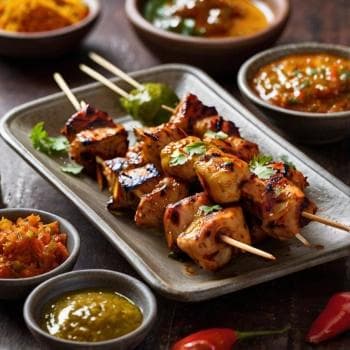 Chicken Sekuwa - Grilled Nepali chicken skewers with chutney