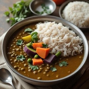 Sadha Khana - Lentil soup with rice and seasonal vegetables