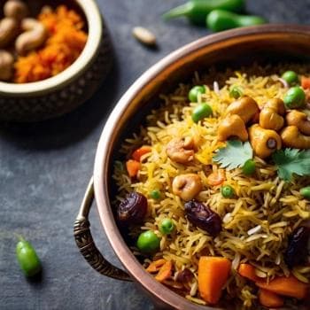 Vegetable Biryani - Colorful rice with fresh vegetables and aromatic spices